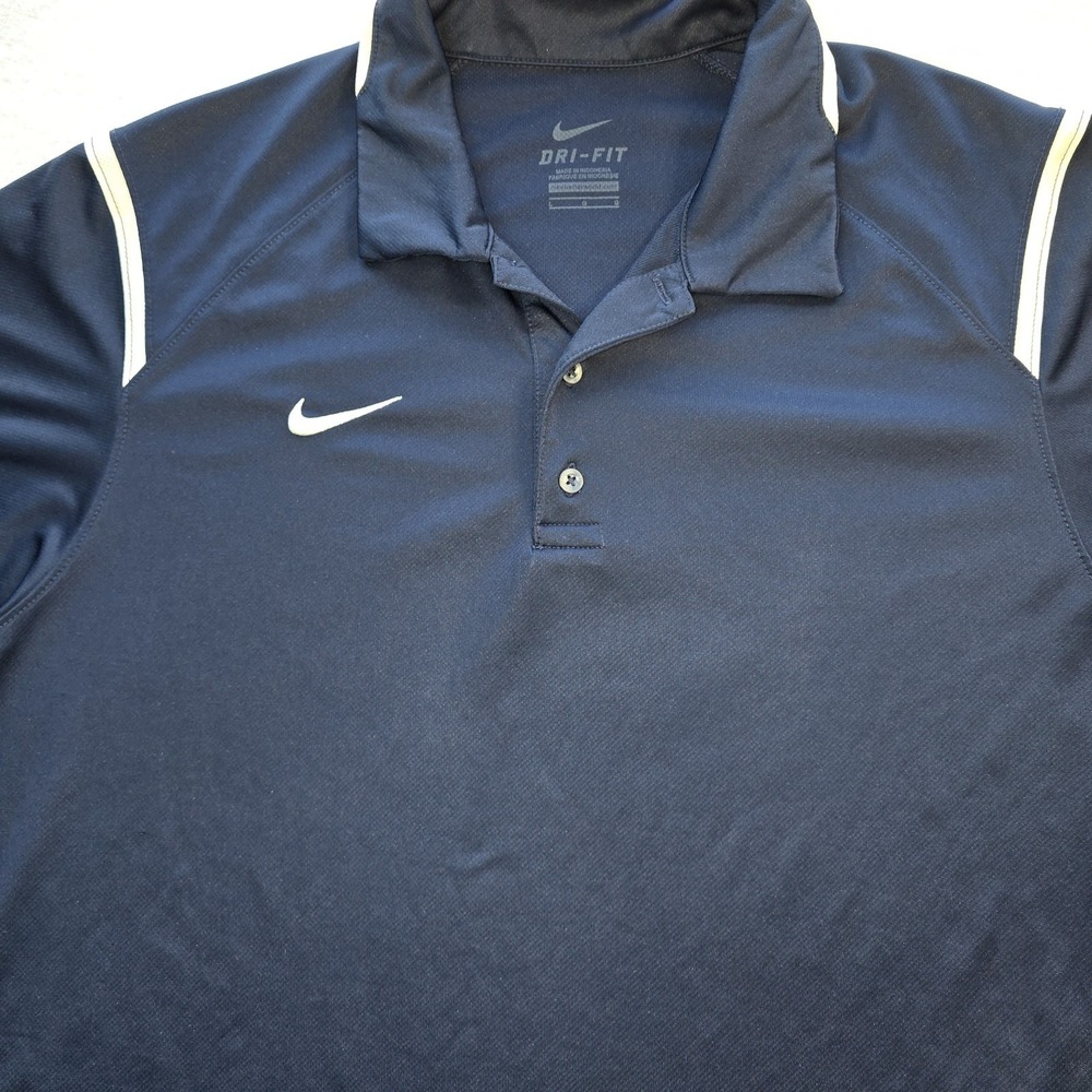 Nike Gameday Polo Shirt Mens L Blue Dri-Fit Short Sleeve Golf Athleisure Knit...
